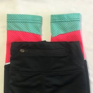 BCG Women's Polyester Capri- Black, Teal, & Pink